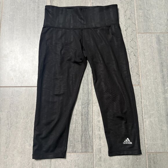 Adidas Climalite Mid Rise Capri Leggings Light Pattern Black Size Small - Picture 5 of 11